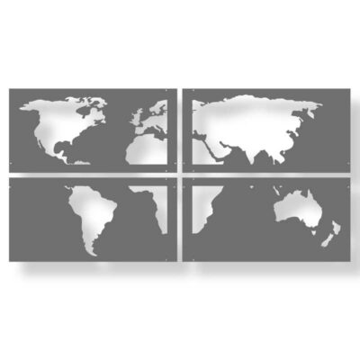 vierteilige Schablone Weltkarte