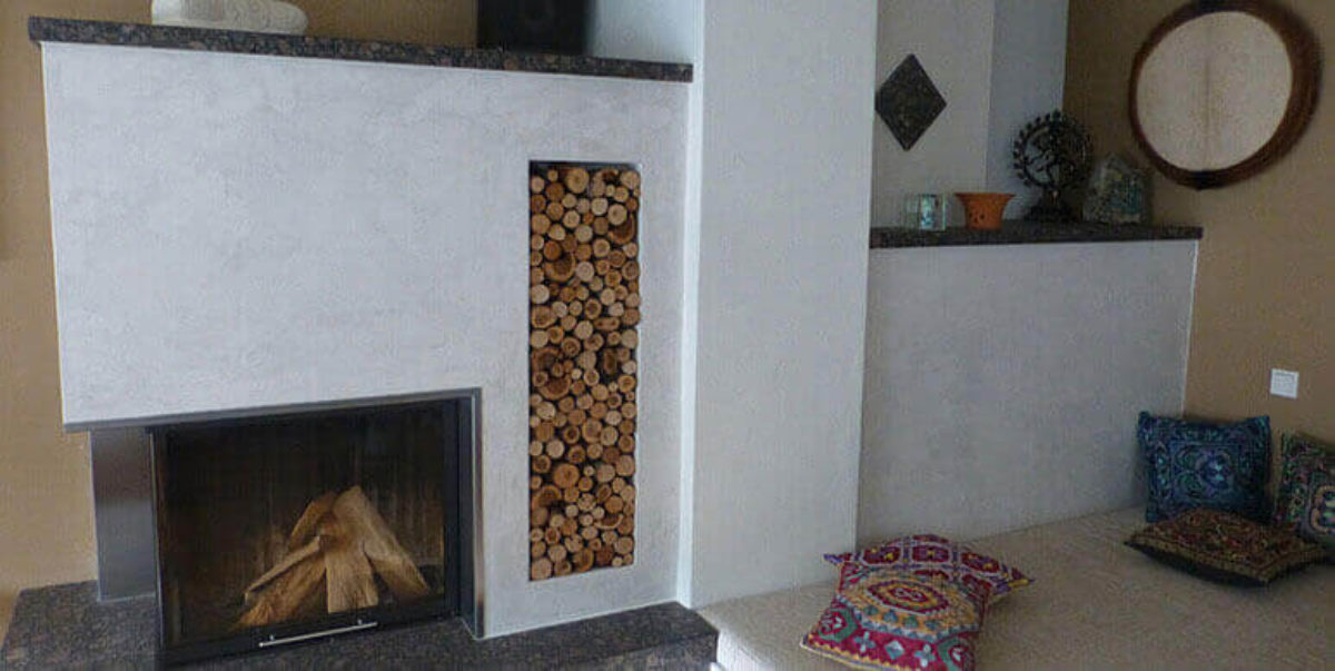 Surface Design Of The Fireplace With Marble Plaster