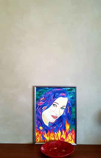 marmorino wall and acrylic painting