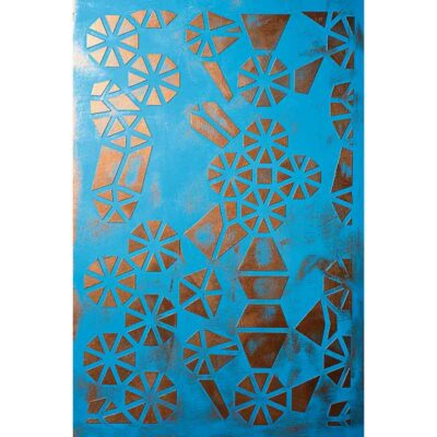 stencil blue with golden gears