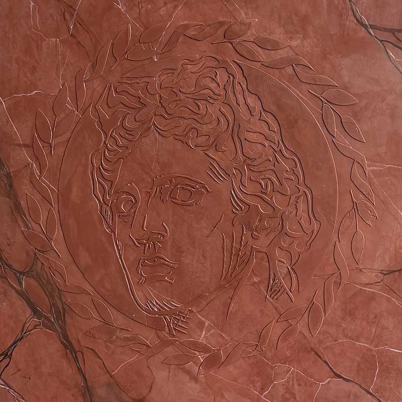 Apollo-stencil-example-tone-on-tone-applied-with-a-putty-knife-in-red-color