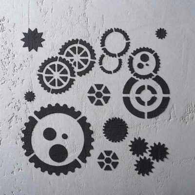 gear wheel stencil 30x30cm