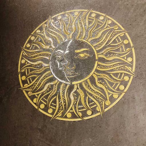 Enduit marbré soleil-lune avec pochoir