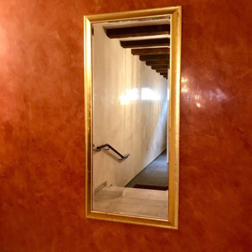 red stucco high gloss marble plaster in the hallway